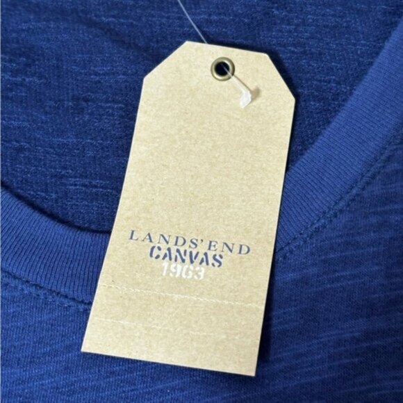Lands End Canvas Sheath T-shirt Dress Medium Navy Mint Coastal Nautical - Picture 2 of 9